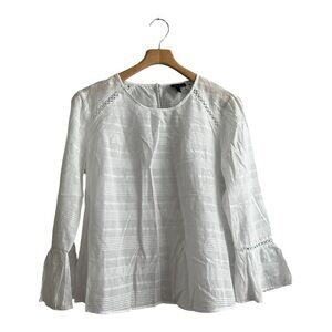 Who What Wear White Blouse with Bell Sleeves and Bib Collar